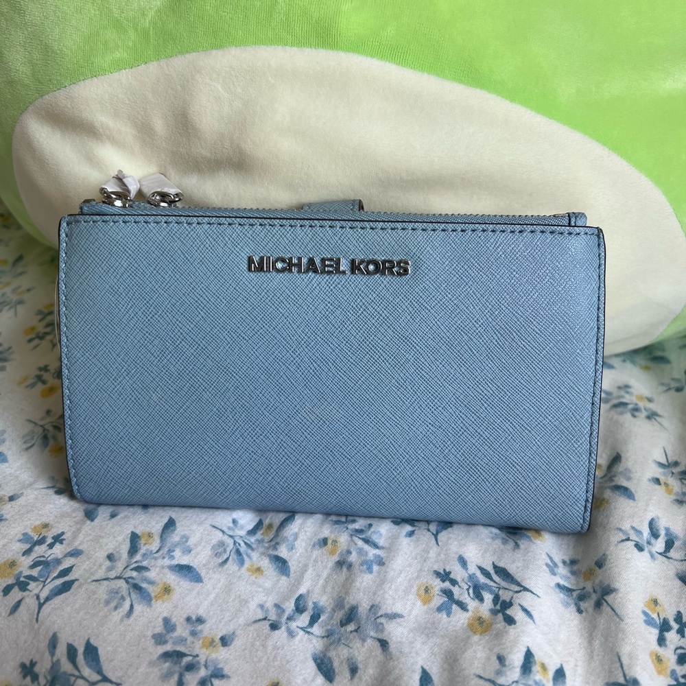 Michael Kors Large Double Zip Wristlet Leather Wallet